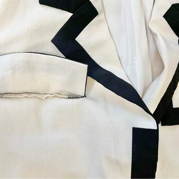 KISSIS STUDIO Cream Black Short Sleeves Vintage Button Loose Fit Blazer size S - Picture 7 of 9